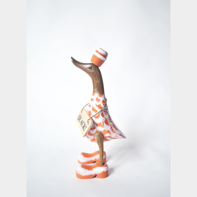 Leather Style Orange bamboo duck, duck decoration, bamboo craft, bali bamboo duck, duck handmade | Free Shipping